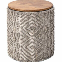Anaya Home Handwoven Mocha Patterned Storage Side Table