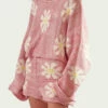 Storia Oversized Retro Cotton-Blend Sweater In Pink - women