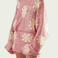 Storia Oversized Retro Cotton-Blend Sweater In Pink - women