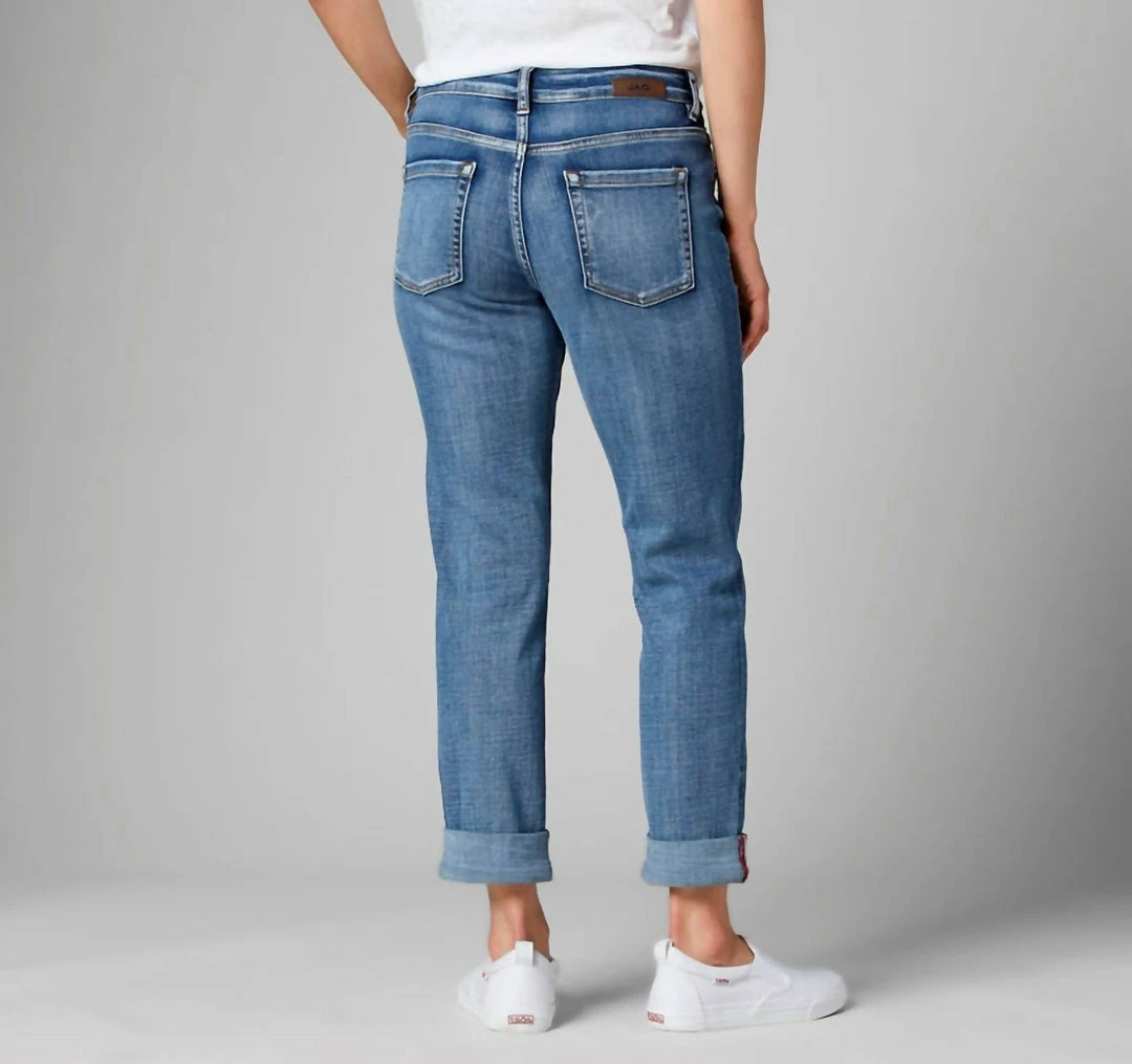 Jag Carter Red Cuffed Girlfriend Jean in Medium Vintage Indigo Wash - women 2 Jag Carter Red Cuffed Girlfriend Jean in Medium Vintage Indigo Wash - women - Image 2