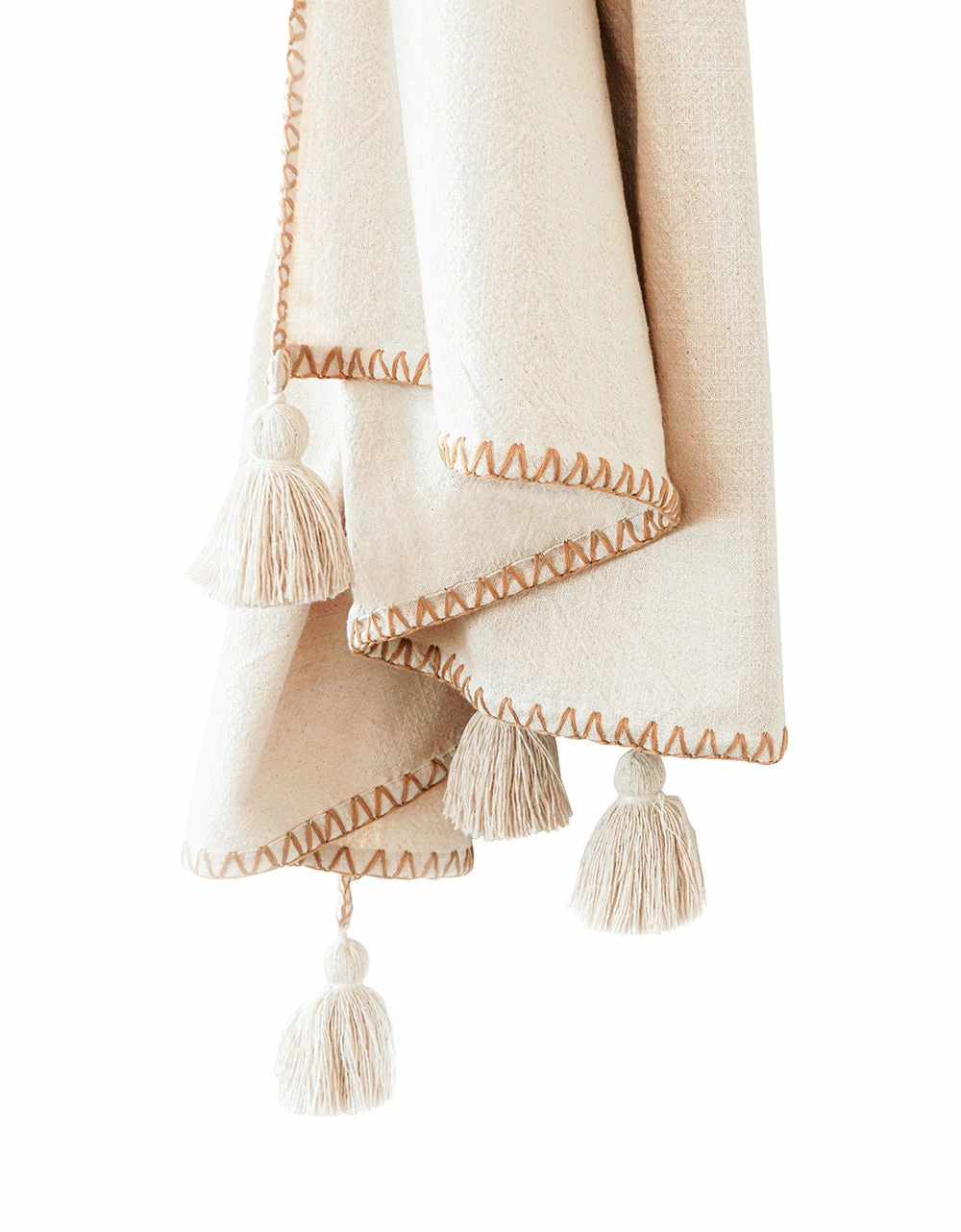 Anaya Home Blanket Stitch Throw with Tassels 50x70 1 Anaya Home Blanket Stitch Throw with Tassels 50x70