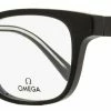 Omega Men's Rectangular Eyeglasses OM5004H 001 Black/Crystal 52mm