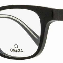 Omega Men's Rectangular Eyeglasses OM5004H 001 Black/Crystal 52mm