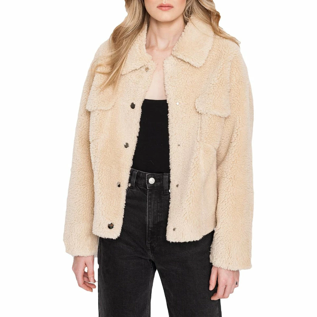 LAMARQUE Akina Womens Faux Shearling Lightweight Faux Fur Coat 2 LAMARQUE Akina Womens Faux Shearling Lightweight Faux Fur Coat - Image 2