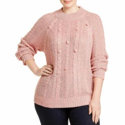 Single Thread Plus Womens Mock Neck Long Sleeves Pullover Sweater