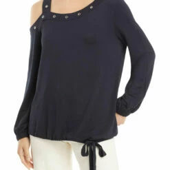 Single Thread Womens Grommet Cold Shoulder Pullover Top