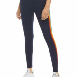 Splits59 Bianca Womens Striped High Waist Athletic Leggings
