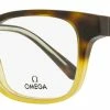 Omega Men's Rectangular Eyeglasses OM5004H 056 Havana-Honey/Crystal 52mm