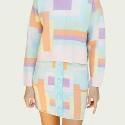 Storia Geometric Knit Crewneck Sweater in Multi - women