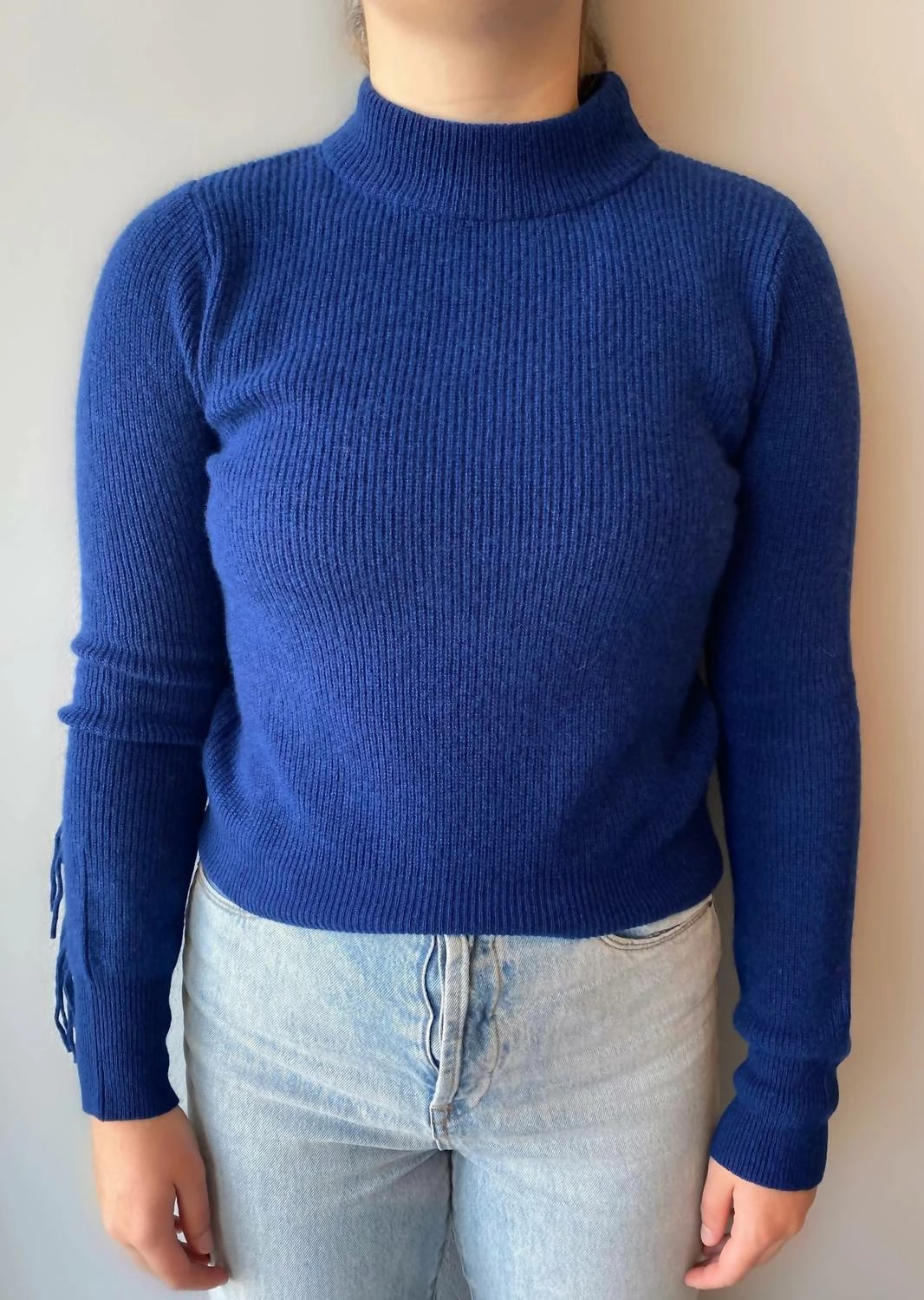 Brodie Cashmere Sophia Fringe Sweater in Frost - women 1 Brodie Cashmere Sophia Fringe Sweater in Frost - women