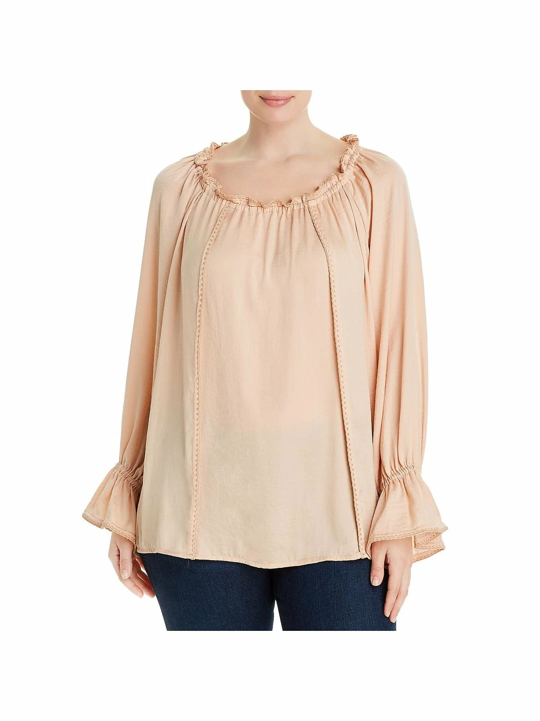 Single Thread Plus Womens Bateau Ruffled Blouse 1 Single Thread Plus Womens Bateau Ruffled Blouse
