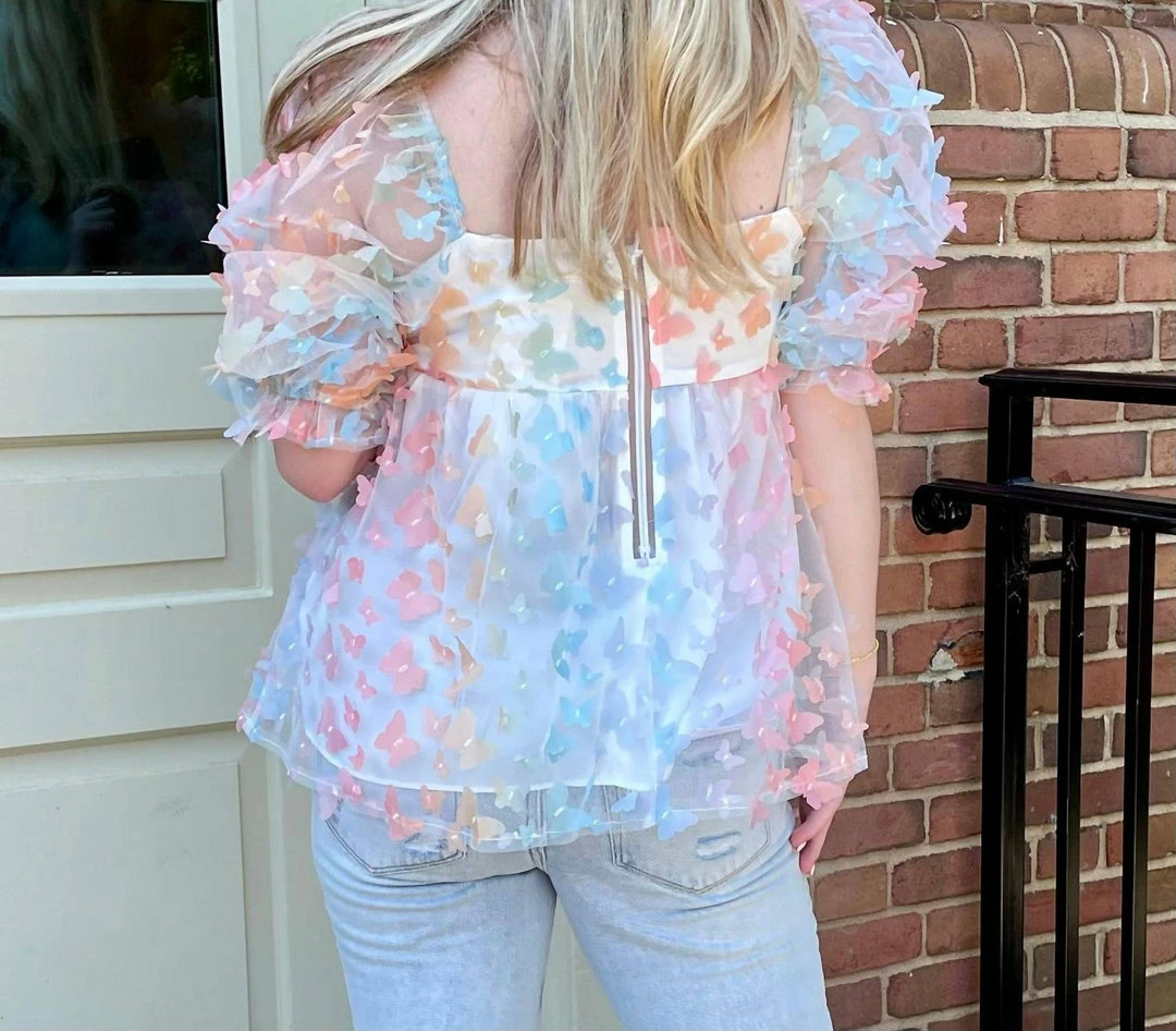 Storia Butterfly Kiss Top in Multi - women 2 Storia Butterfly Kiss Top in Multi - women - Image 2