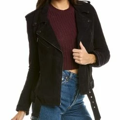LAMARQUE Belted Suede Biker Jacket - women
