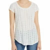 Single Thread Womens Scoop Neck Eyelet Pullover Top