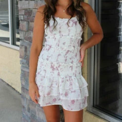 Storia Printed Smocked Dress in Ivory - women