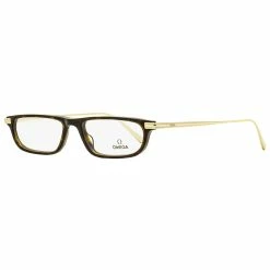 Omega Unisex Rectangular Eyeglasses OM5012 052 Havana/Gold 52mm - women