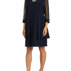 R&M Richards Womens Embellished 2PC Dress With Jacket
