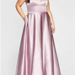 Faviana A Line Satin Evening Gown in Deep Mauve - women