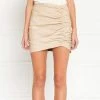 Lamarque Aricia Leather Ruched Skirt in Beige - women