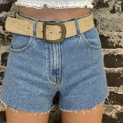 Jj Winters Piper Belt in Latte Hornback - women