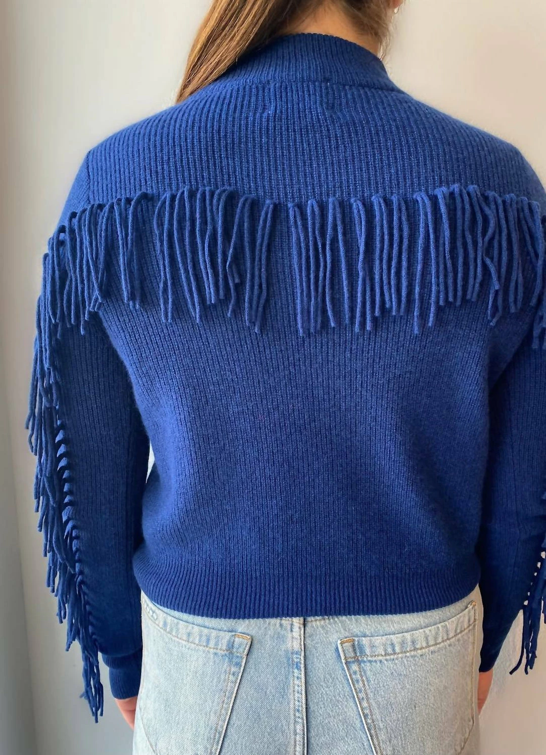 Brodie Cashmere Sophia Fringe Sweater in Frost - women 3 Brodie Cashmere Sophia Fringe Sweater in Frost - women - Image 3