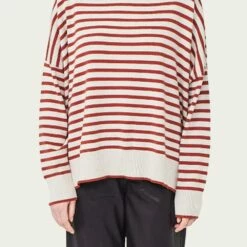 Brodie Cashmere Sage Funnel Neck Sweater In Canvas/Chili Flake - women