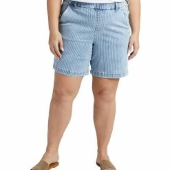 Jag Maddie 8'' Pull On Pin Stripe Short Plus in Bleached Stripe - women
