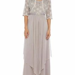 R&M Richards Womens Lace Sequined Dress With Cardigan