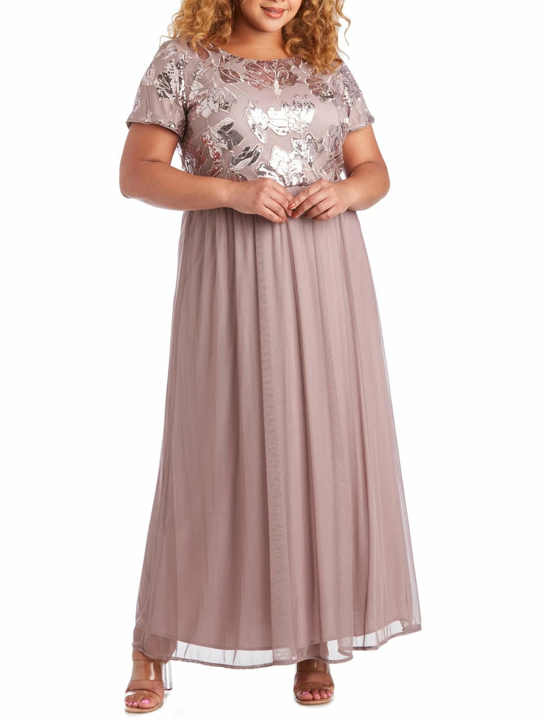 R&M Richards Plus Womens Sequined Formal Evening Dress 1 R&M Richards Plus Womens Sequined Formal Evening Dress